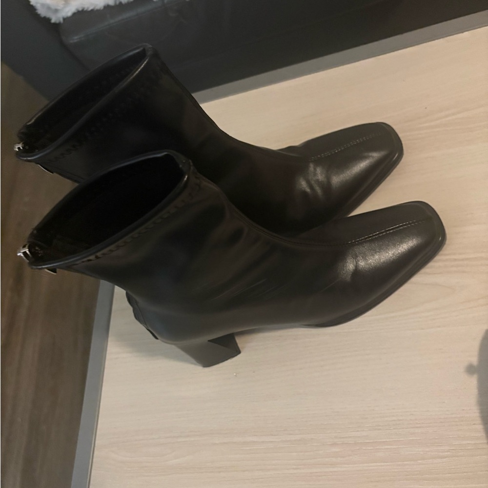 Black Women's Ankle Boots - Sleek Square Toe Heel